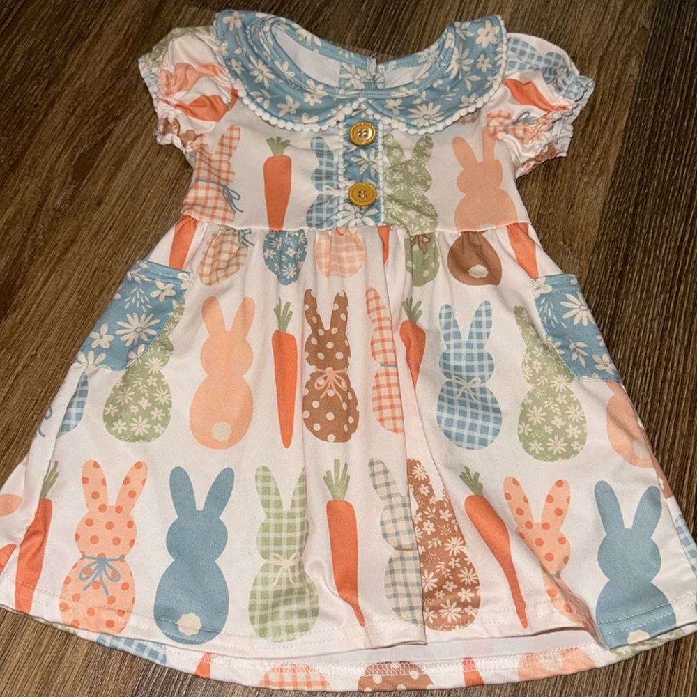 Twocan boutique Easter carrot and bunny dress size 18/24m EUC